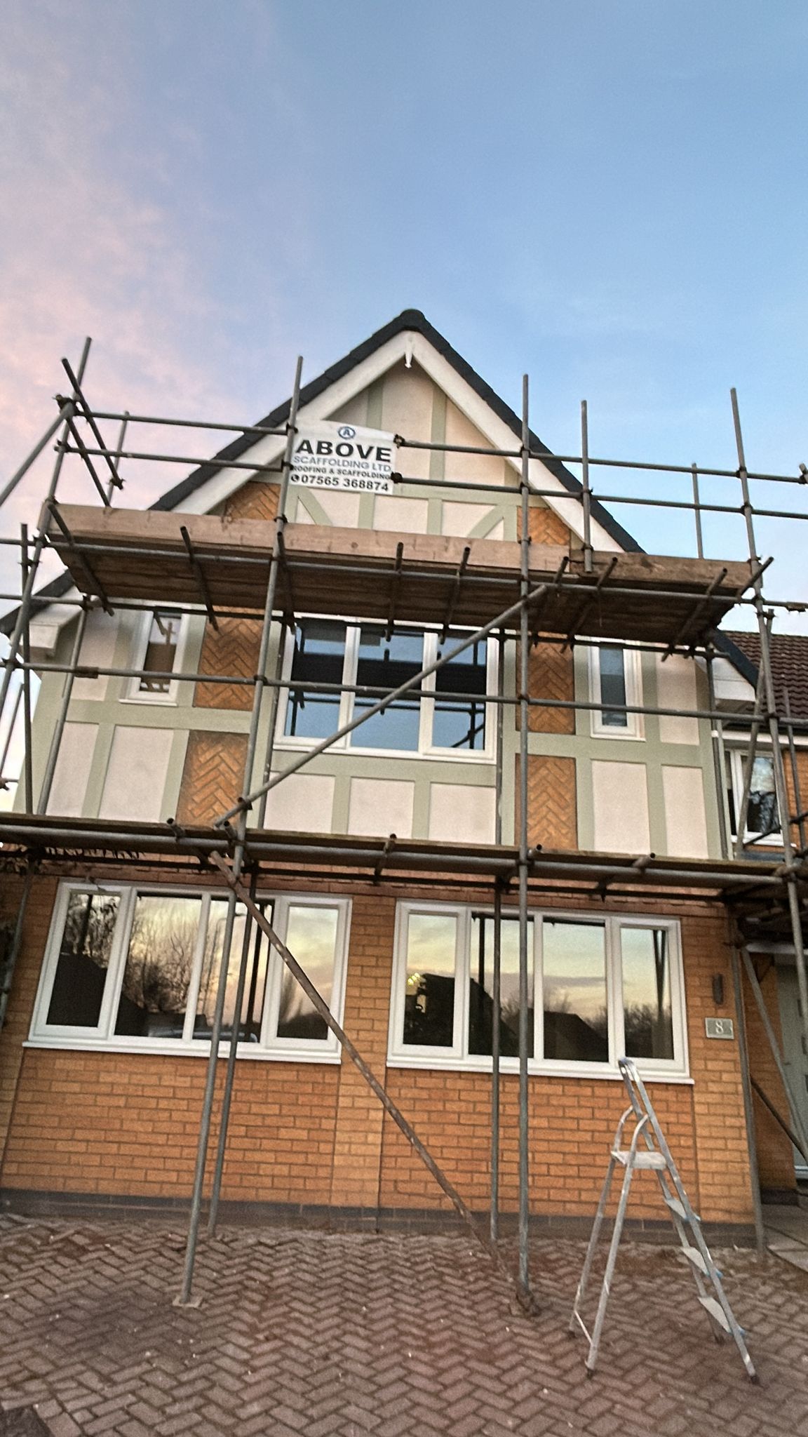 Rendering work in progress at dusk showing preparation stage